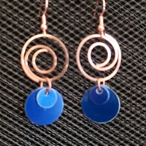 3/$20 | Copper/royal blue swirl earrings